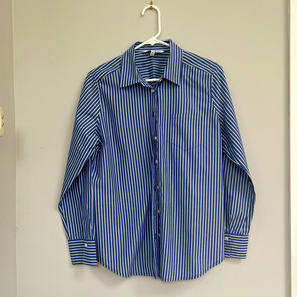 Elizabeth and James Blue and White Button Down-Medium